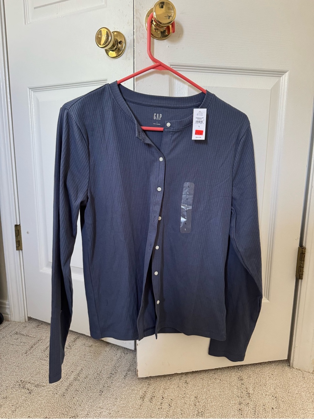 GAP Dusty Blue Ribbed Button Cardigan